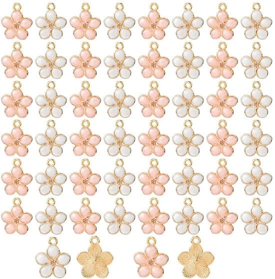 60 pezzi di uncini di ciliegio in bianco e rosa per creare gioielli