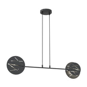 Lampadario 2 Luci Mercurio In Acciaio Nero A Bracci E Diffusori A Cerchio