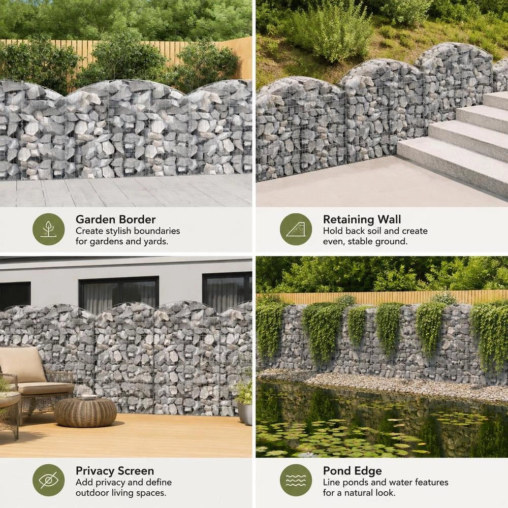 Gabion With High Arch 150x30x100/120 Cm Galvanized Iron