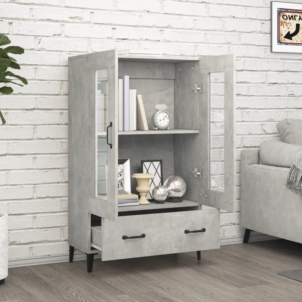 Credenza-Buffet-Armadio da cucina Grigio Cemento 70x31x115 cm in Legno Multistrato 876530