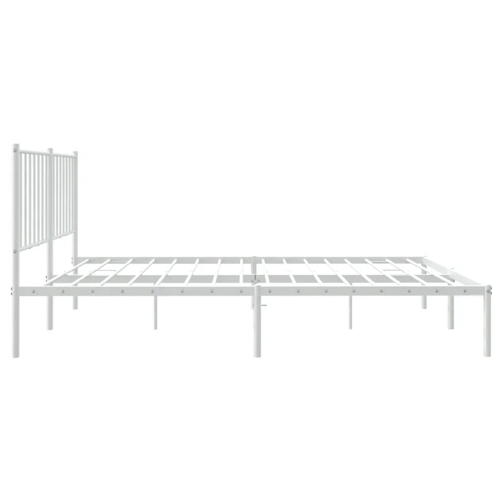 Letto matrimoniale | Letto per adulti | Giroletto con Testiera Metallo Bianco 120x190 cm