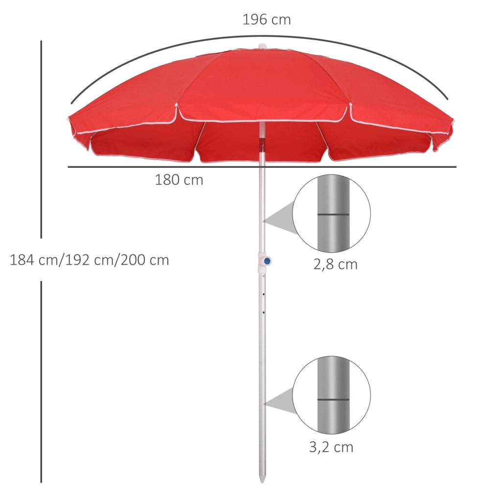 Ombrellone da giardino inclinabile ottagonale ¨C zephmum ¨C rosso ?180 cm tessuto anti-UV
