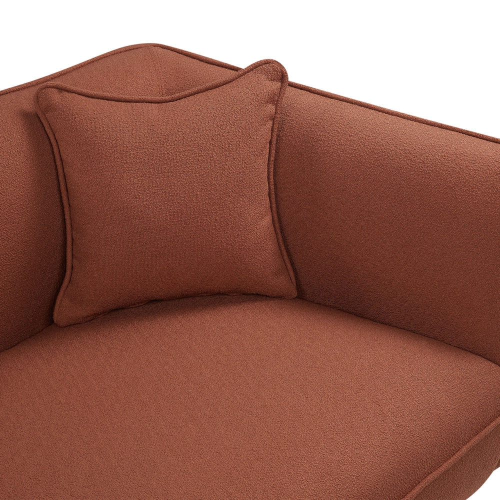 Chaise longue Destra in poliestere rosso con cuscino e gambe metallo da salotto