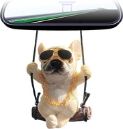 Decorazione di auto con bulldog francese per specchietto retrovisore - hanger per specchietto auto a tema natalizio - hanger per specchietto auto con bulldog decorativo - accessori divertenti per auto, ufficio o casa
