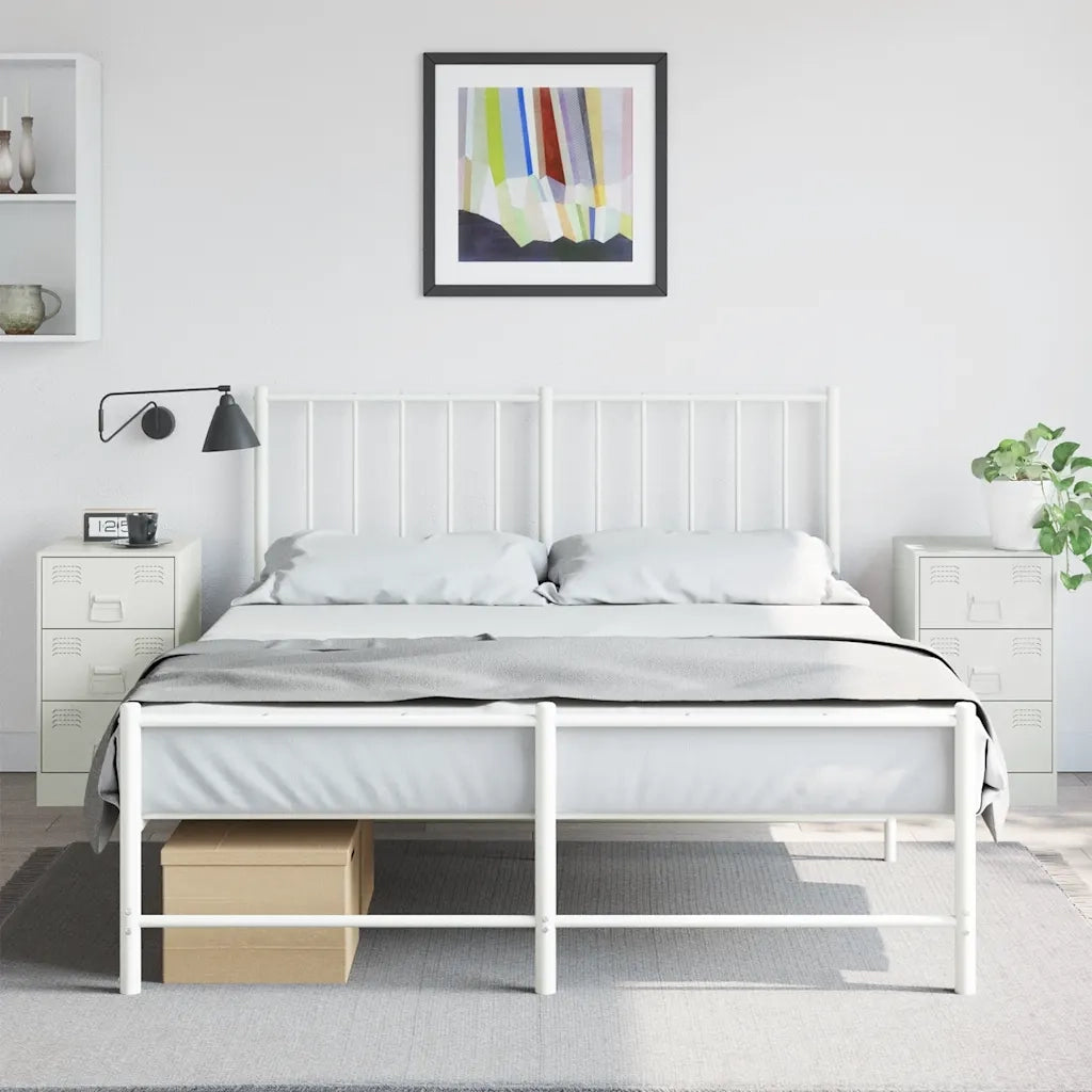 Set di 2 Comodini | Armadio da Notte | Mobiletto da notte Bianchi 34,5x39x62 cm in Acciaio