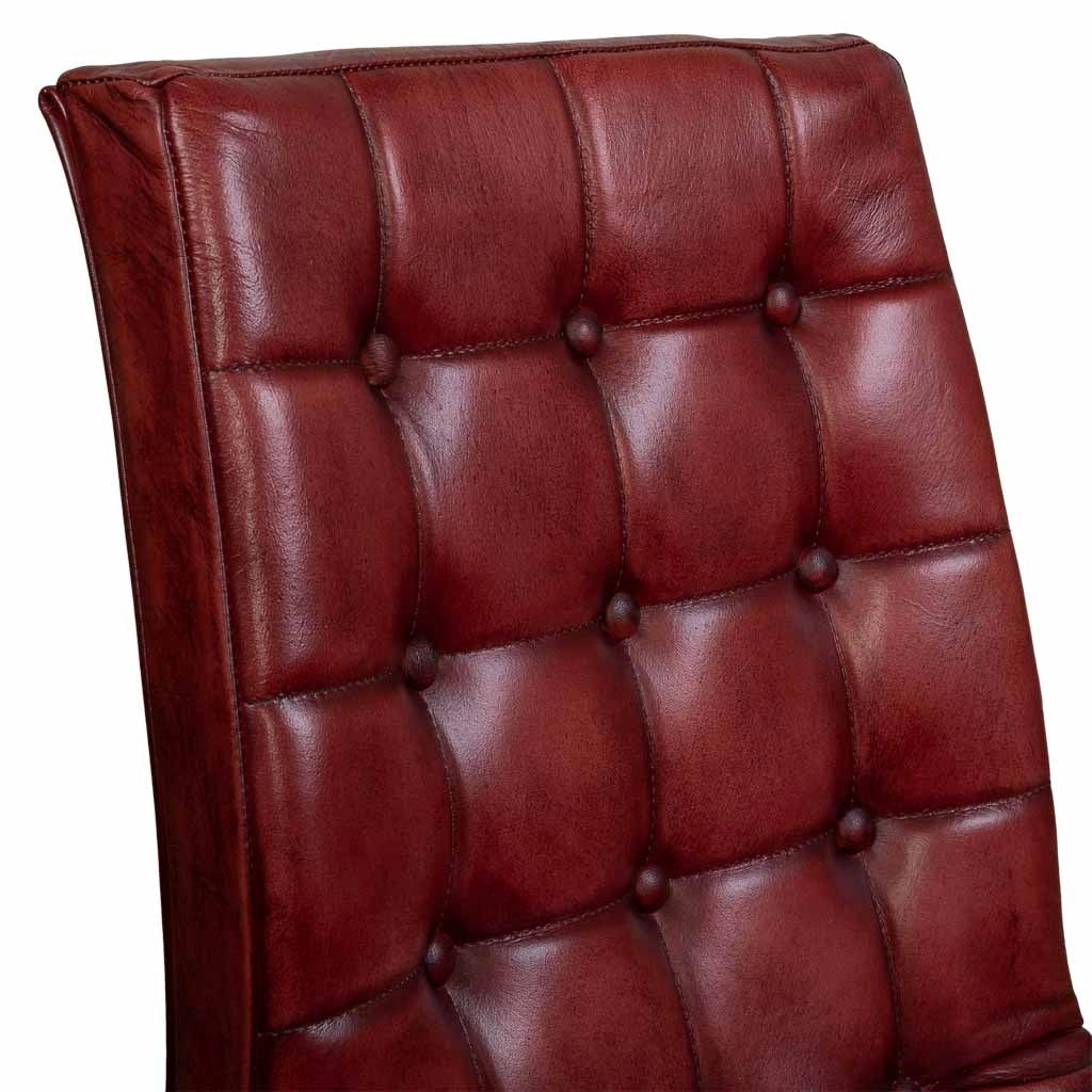 Sedia rivestita in pelle marrone 41x50x94h cm