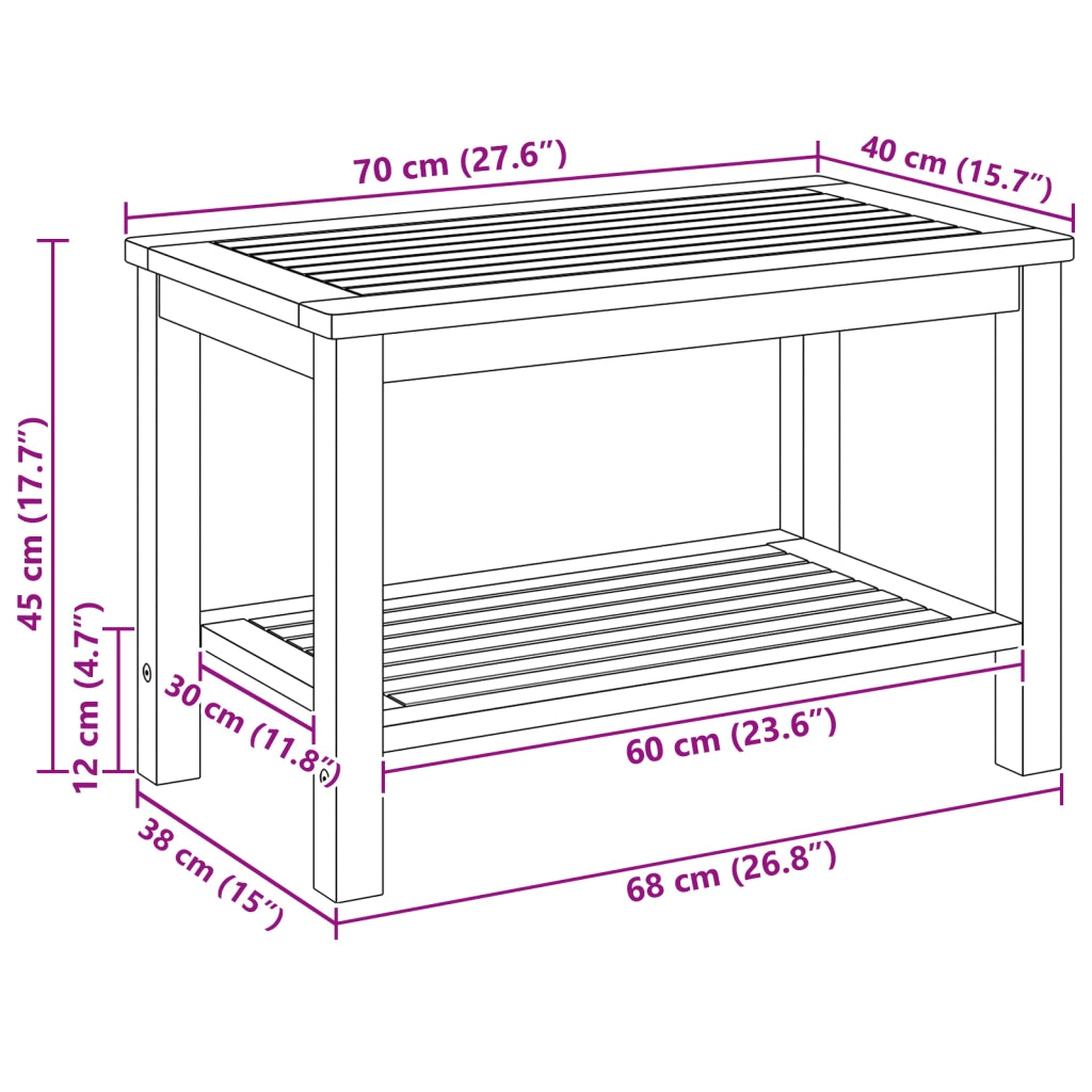Tavolino da caffÃ¨ 70x40x45 cm in legno massello di acacia