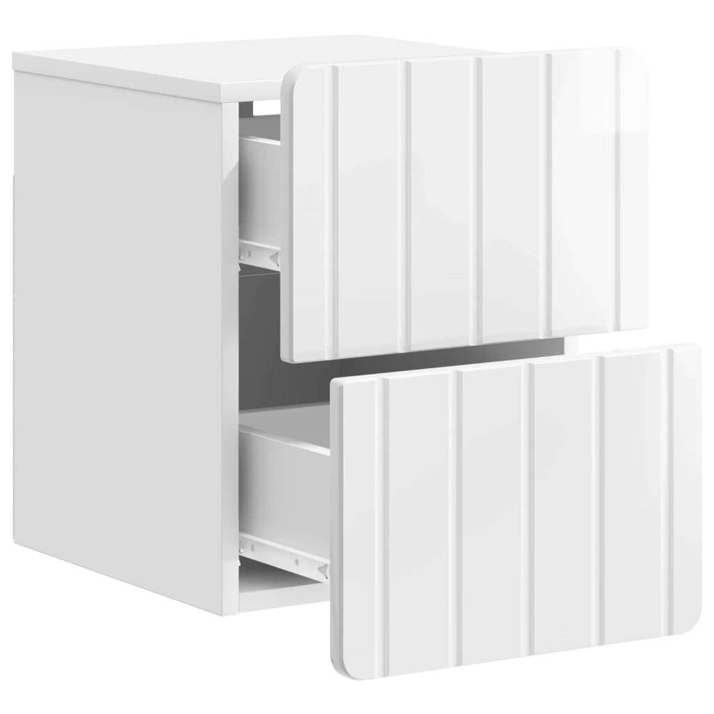 Mobiletto da notte a muro Bianco Lucido 33 x 34,5 x 43 cm 898303