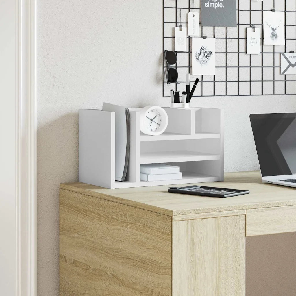 Organizer da Scrivania Bianco 44,5x24x25 cm Legno Multistrato CFW2671642