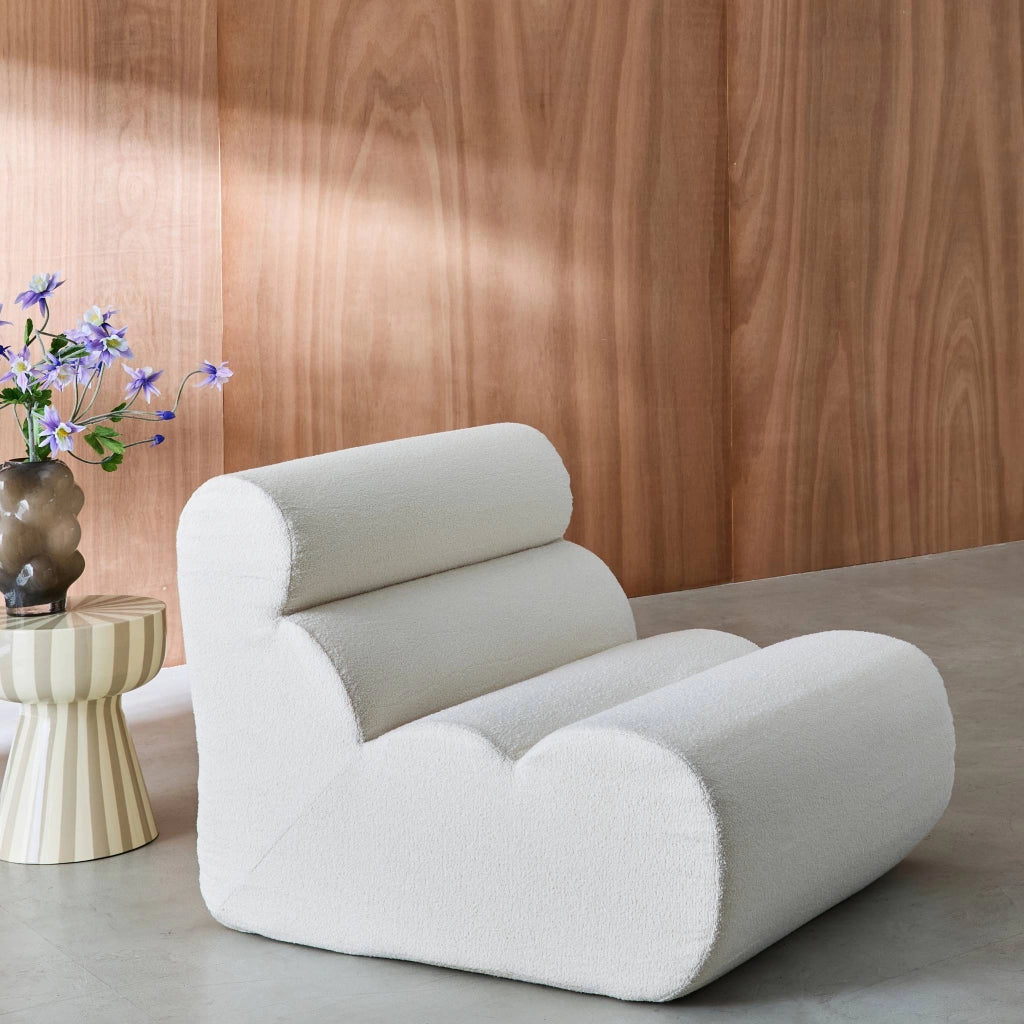 Poltrona bouclé testurizzata, 1 posto, bianco
