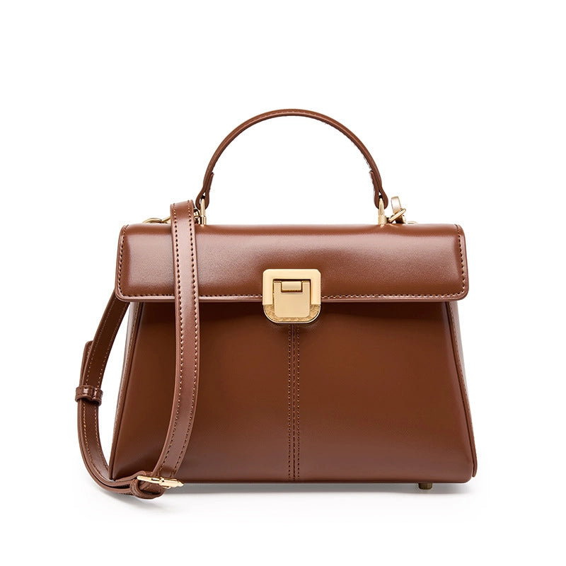 Borsa tote da donna in vera pelle marrone