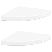 2 pz Scaffali Angolari a Parete | Mensola sospesa Bianco Lucido 35x35x3,8 cm MDF