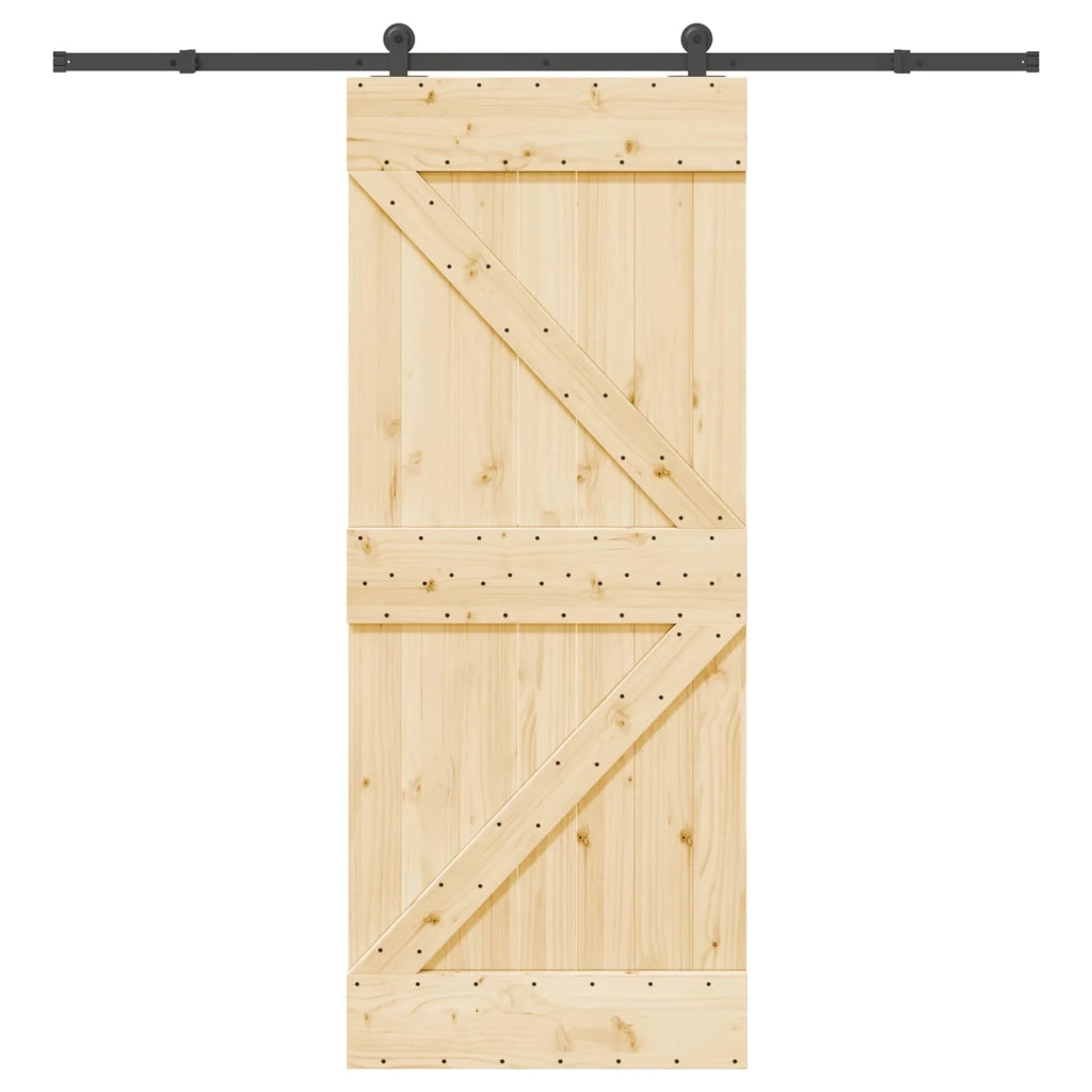 Porta scorrevole NARVIK Naturale e Nero 85 x 210 cm (213,5 cm) 3445222