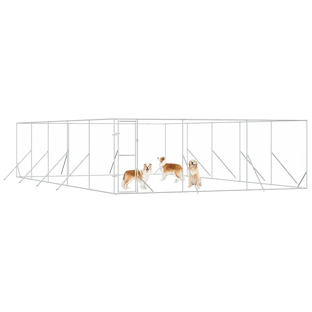 Cuccia per Cani da Esterno Argento 6x10x2 m in Acciaio Zincato 3190461