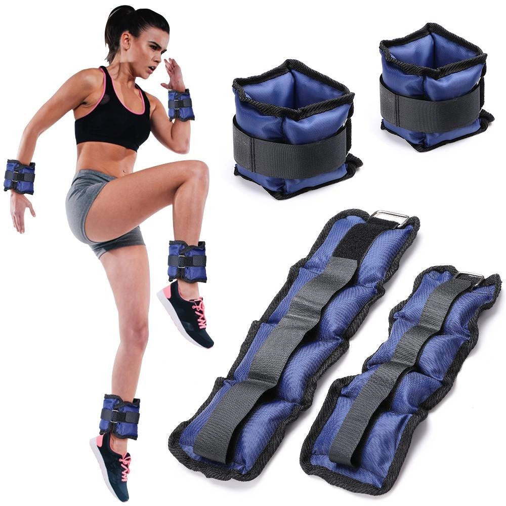 Trade Shop - Set 4 Pesi Polsi E Caviglie 3 Kg + 1 Kg Allenamento Palestra Aerobica Fitness -