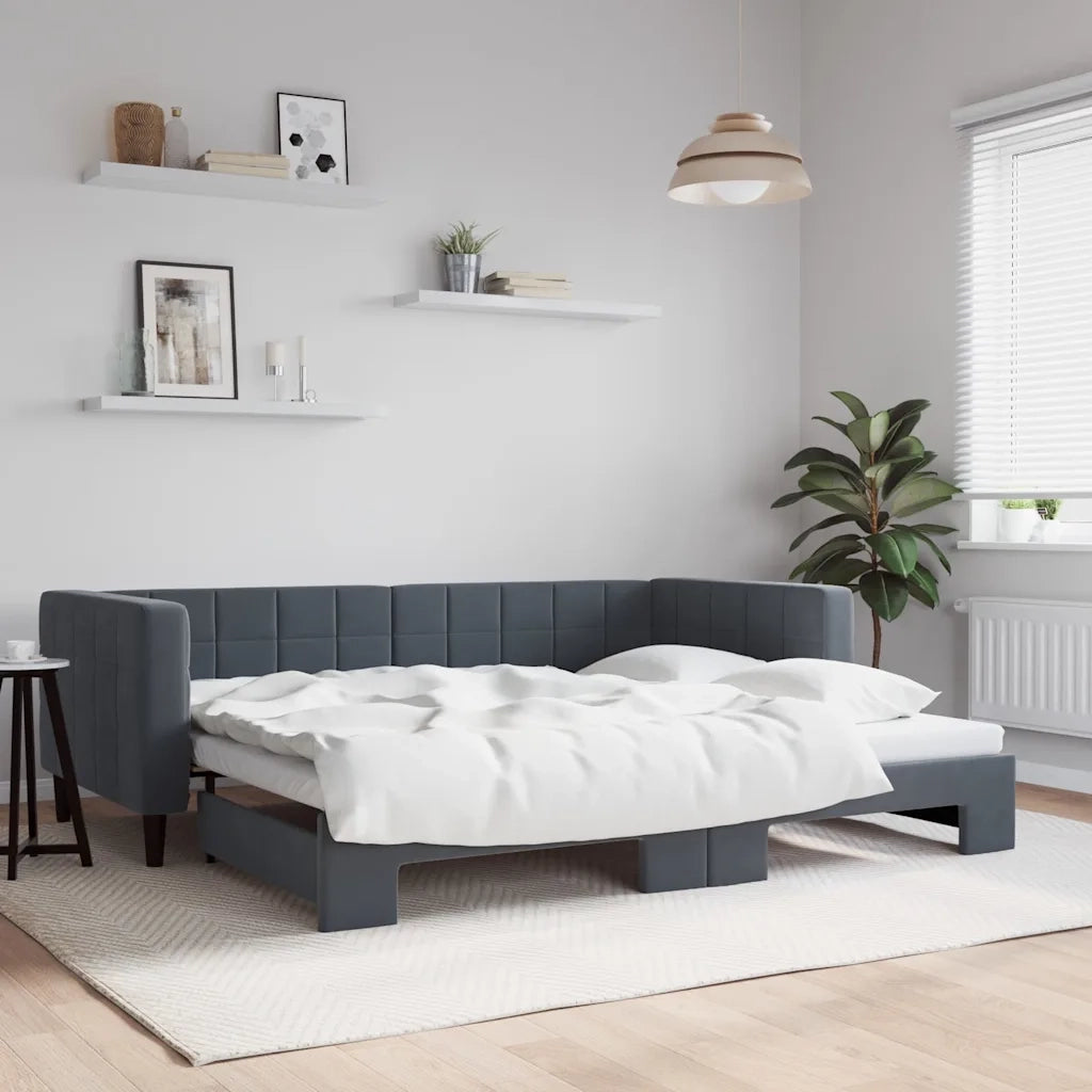 Divano Letto con Letto Estraibile-Sofa Letto-Daybed Grigio Scuro 90x190cm Velluto 170506