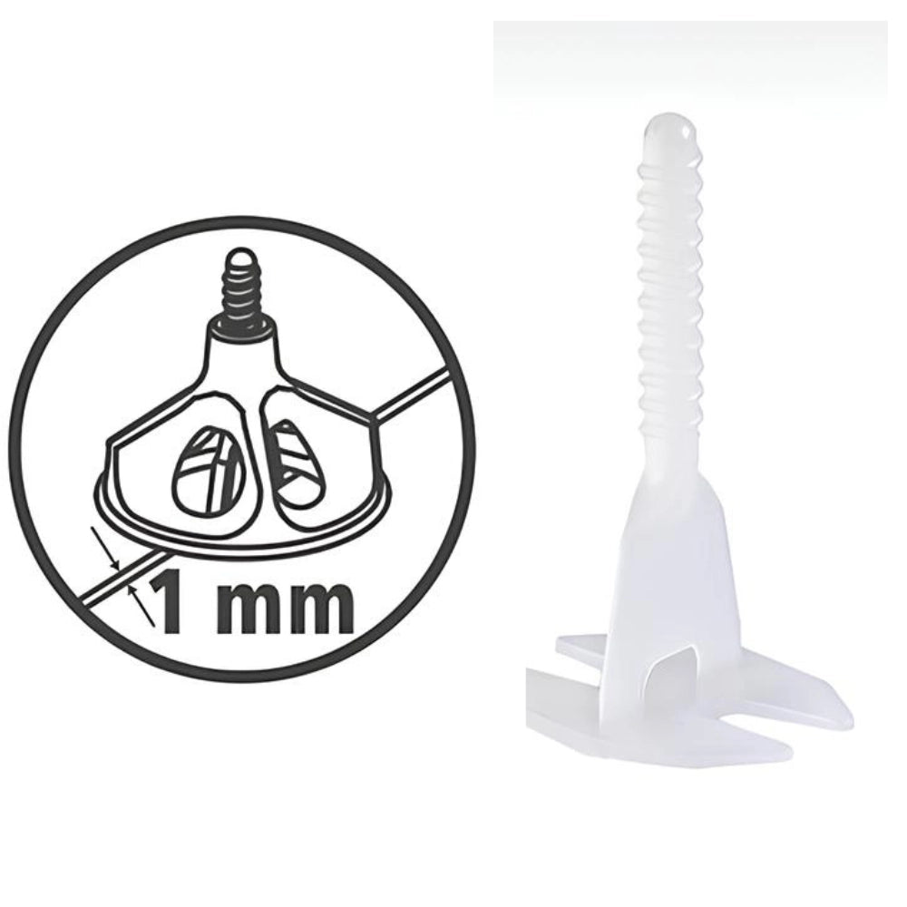 Viti basi flat per piastrelle altezza da 3/15 mm e fuga da 1 mm 100 pezzi