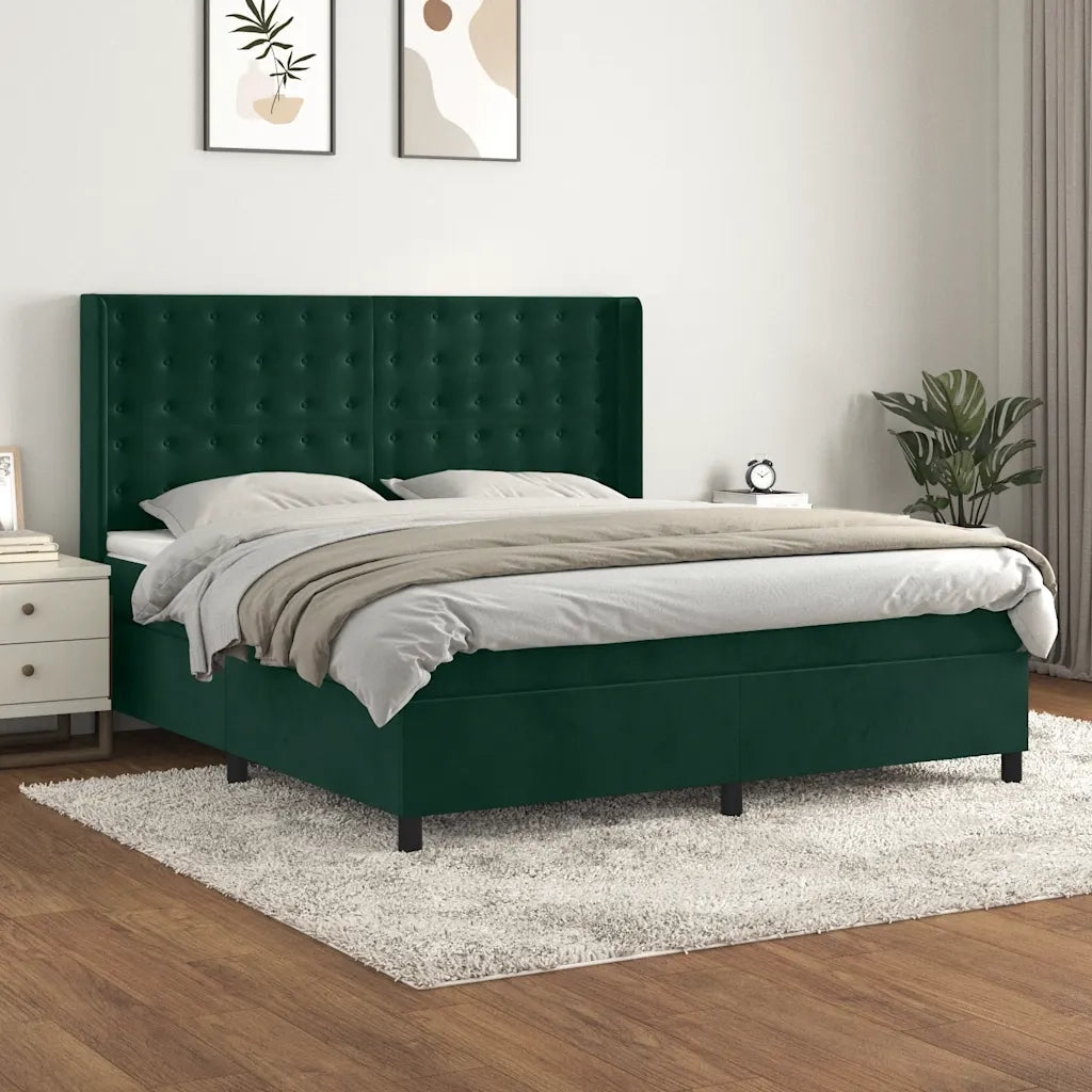 Giroletto a Molle con Materasso Verde Scuro 180x200 cm Velluto 3132936