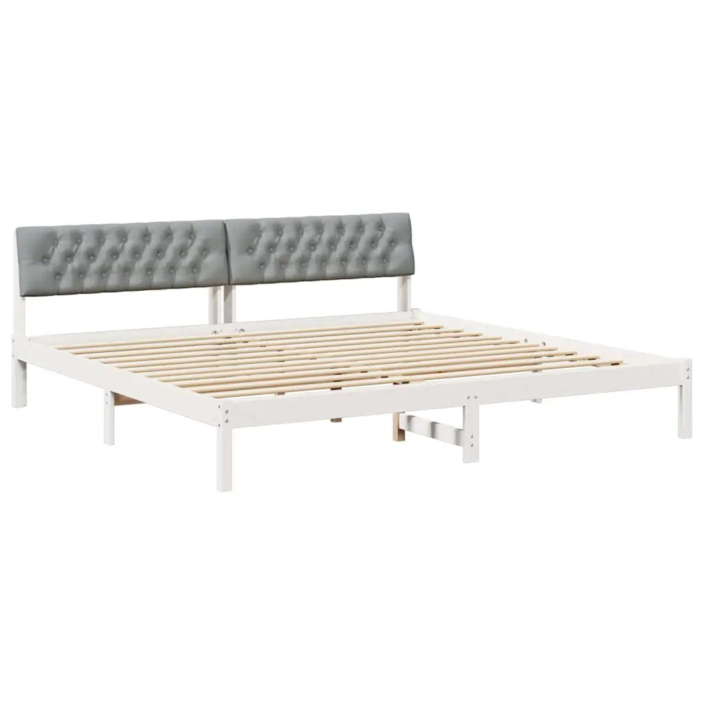 Struttura del Letto Bianco e grigio chiaro 200 x 200 cm 3394342