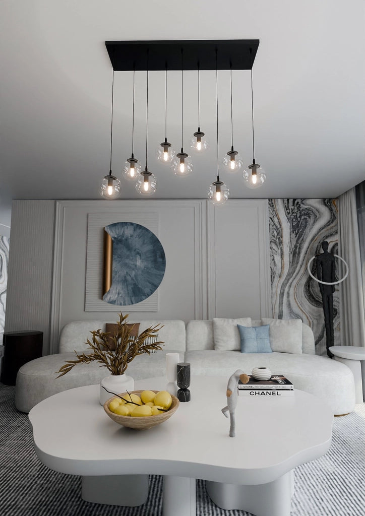 Emibig COSMO lampadario 9xE14 vetro trasparente nero