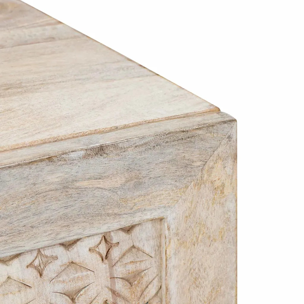 vidaXL Mobile TV Bianco 80 x 33 x 46 cm legno massello di mango