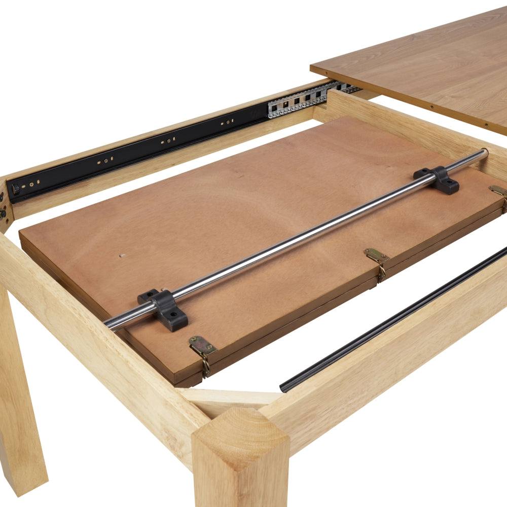 Tavolo da pranzo allungabile Legno chiaro MDF di gomma 160/240 x 90 cm Gambe in legno Piano rettangolare impiallacciato Finitura naturale