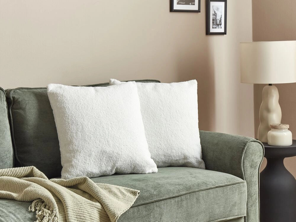 Set di 2 cuscini decorativi Bianco Boucle 45 x 45 cm fodera rimovibile con cerniera Accessori decorativi Boho