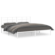 Letto matrimoniale | Letto per adulti | Giroletto con Testiera Metallo Bianco 193x203 cm