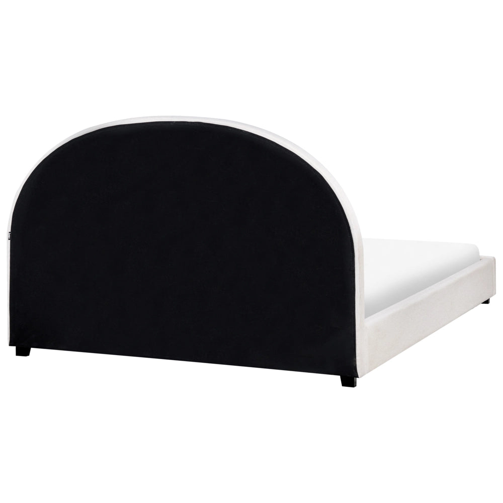 Letto matrimoniale ad acqua in tessuto bouclè bianco sporco 160 x 200 cm retrò minimalista
