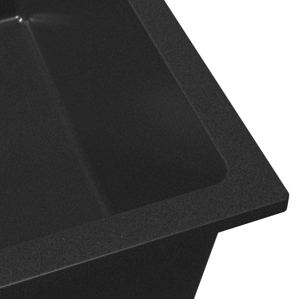 Lavello da Cucina con Foro di Troppopieno in Granito Nero