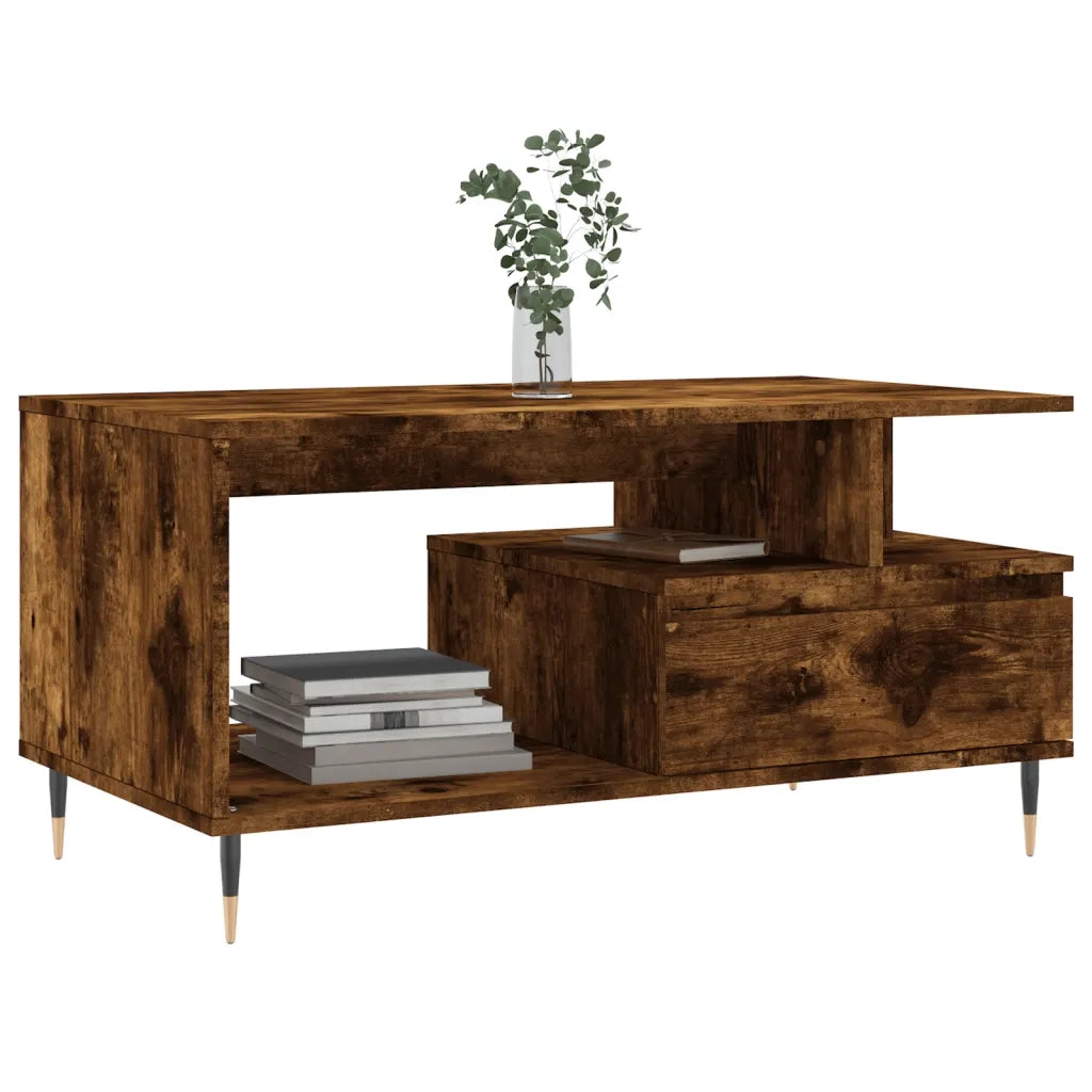 Tavolino da salotto | Tavolino da caff¨¨ | Tavolino da Soggiorno Rovere Fumo 90x49x45 cm Legno Multistrato