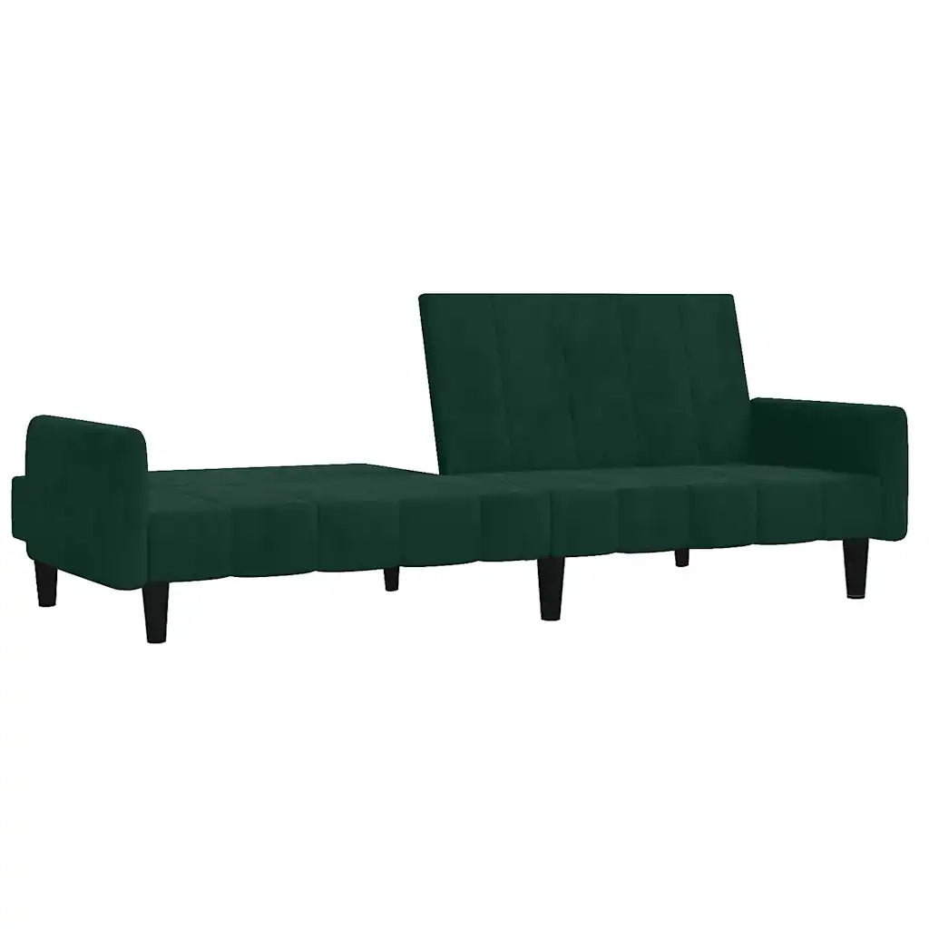 Divano Letto a 2 Posti Verde Scuro in Velluto 375776