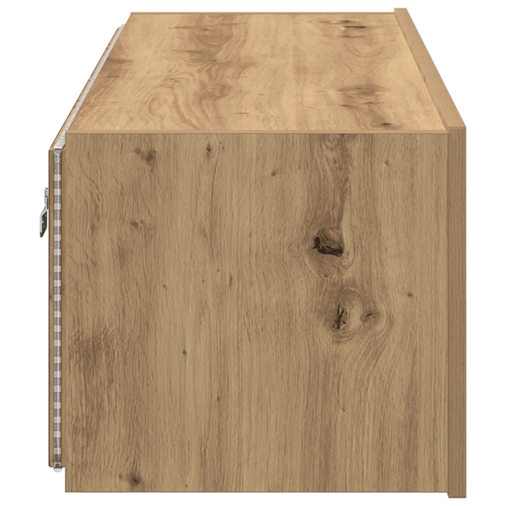 Mobile TV con luci LED Rovere Artigianale 100x35x31 cm