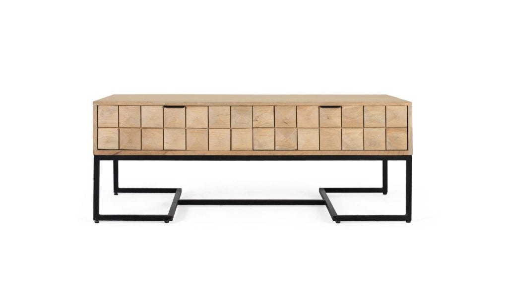 Tavolino da caffè in legno di mango intagliato a mano 120 cm