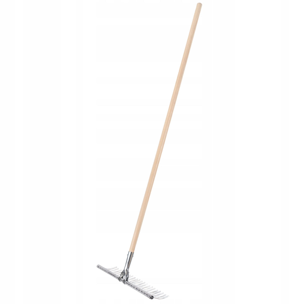 Rastrello in alluminio KADAX per fieno, erba, foglie, giardino, leggero, manico a 22 denti