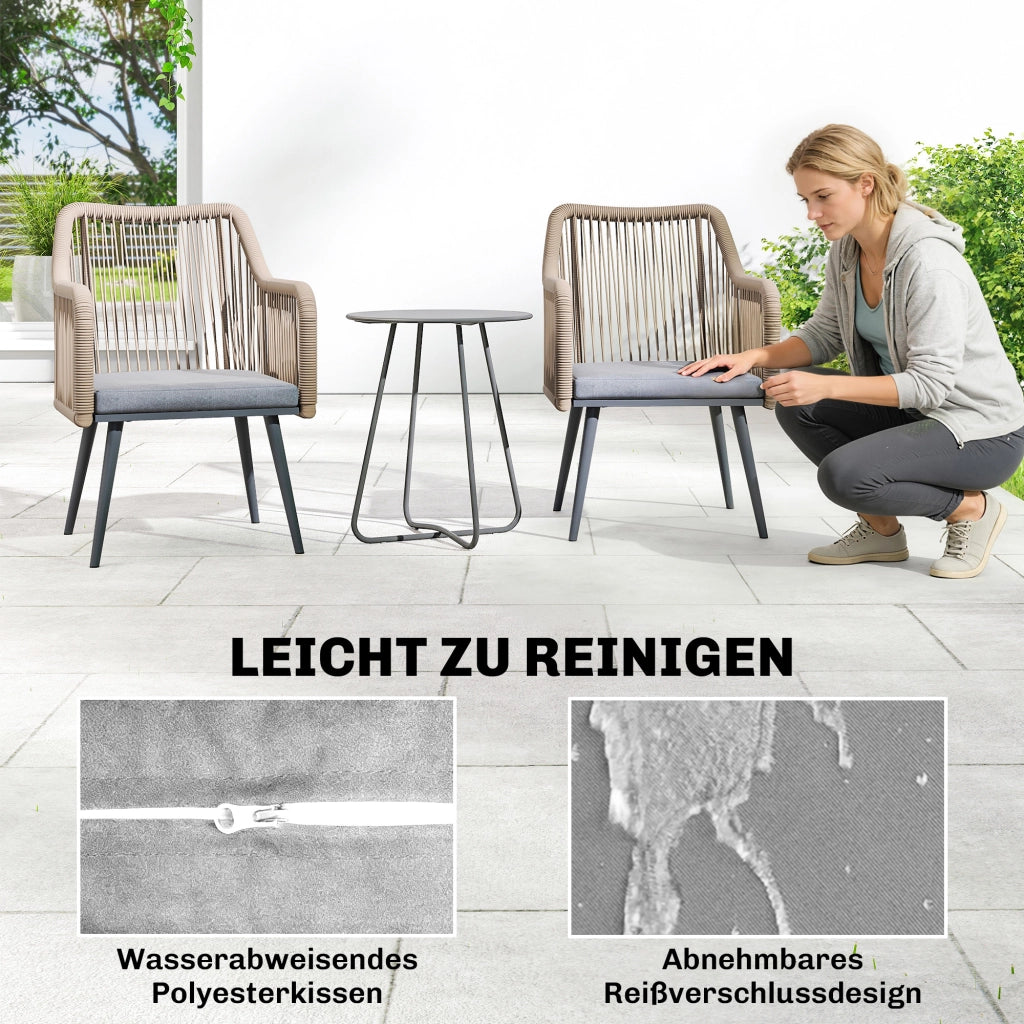 Set di 2 Sedie da Giardino con Braccioli e Cuscini ¨C Zephmum ¨C Telaio in Metallo Grigio Chiaro 120 kg