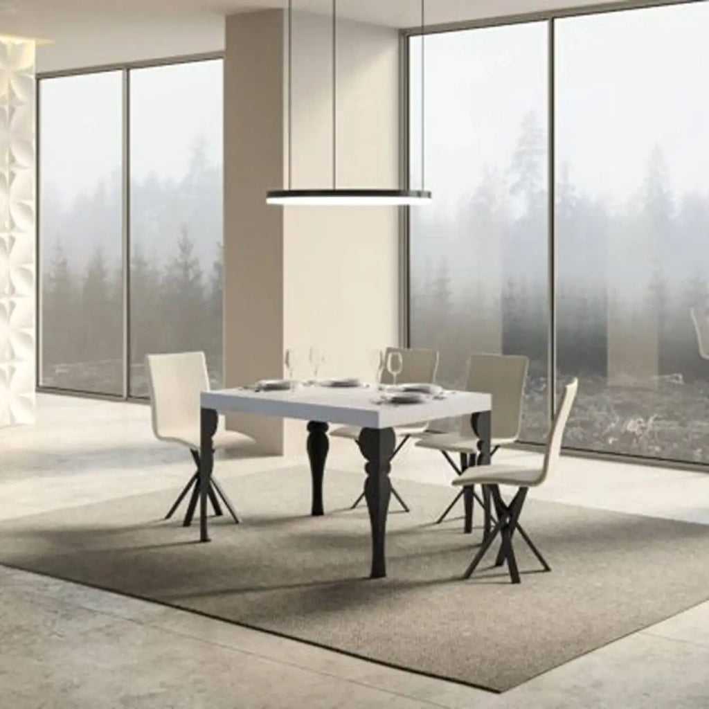 Tavolo allungabile 140/224x80cm Paxon colore bianco frassino gambe antracite