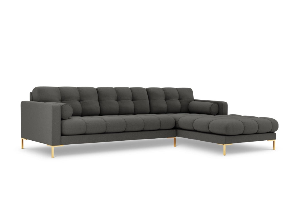 Cosmopolitan Design - Divano angolare destro "Bali" 5 posti in tessuto strutturato grigio scuro 