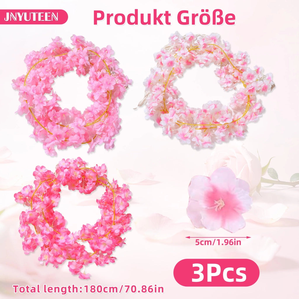 3 pezzi Ghirlande di fiori di ciliegio artificiali, 180 cm, ghirlande di fiori finti rosa per matrimonio, festa, casa e giardino
