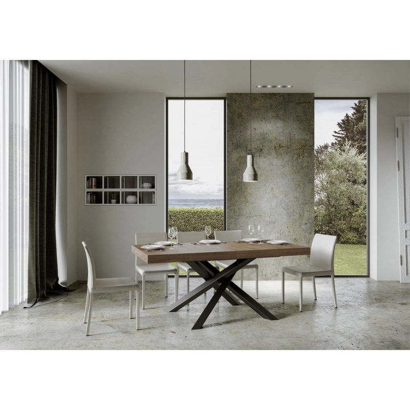Tavolo allungabile 90x180/284 cm Volantis telaio Antracite - Noce