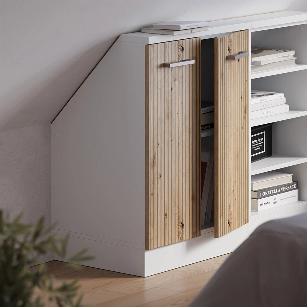 Mobile sottotetto Rion Rovere artigianale/Bianco con 2 porte Vicco