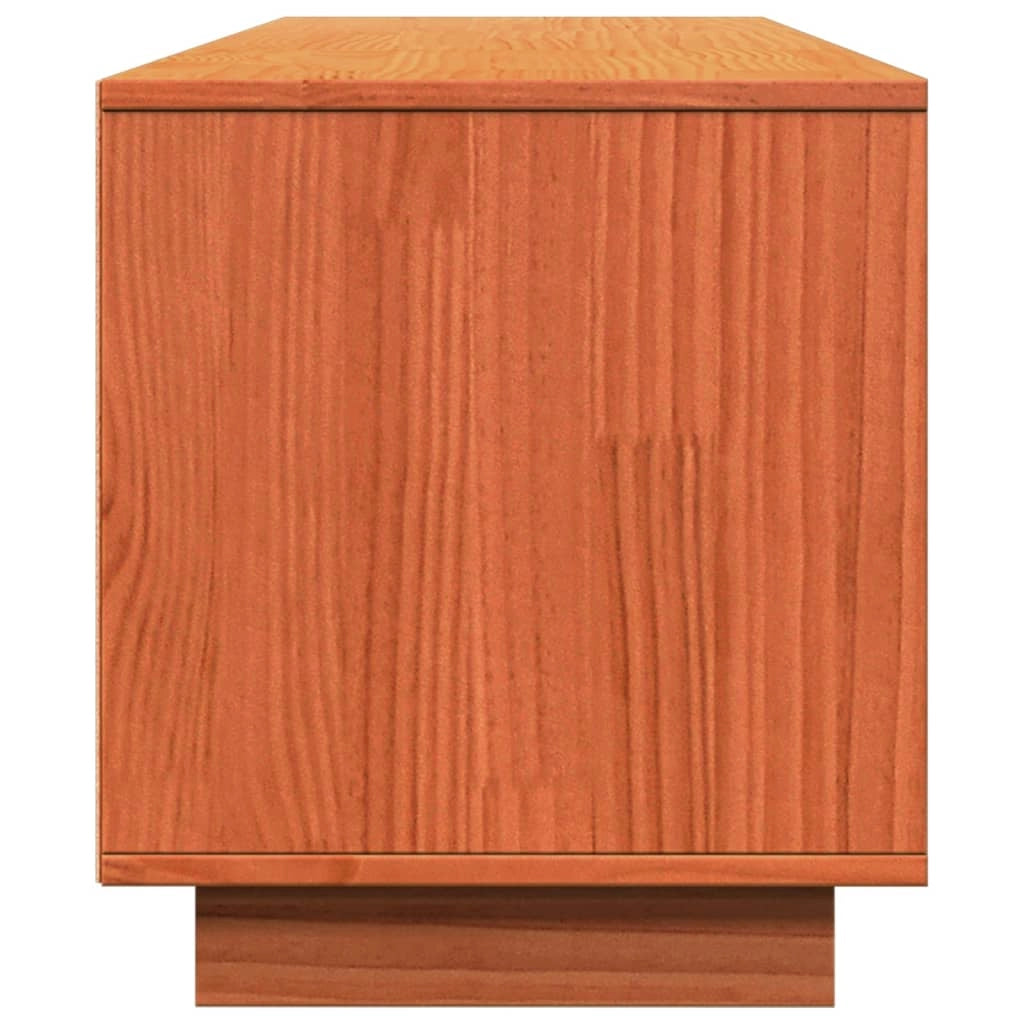 Mobile TV multimediale mensola TV mobile TV sala da pranzo soggiorno camera da letto finitura a cera 140 x 35 x 40 cm legno massello di pino marrone 02_0027560