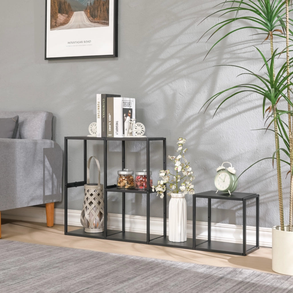 Set Nostened di 5 Mensole da Muro 28 x 28 x 20 cm in Acciaio - Nero [en.casa]