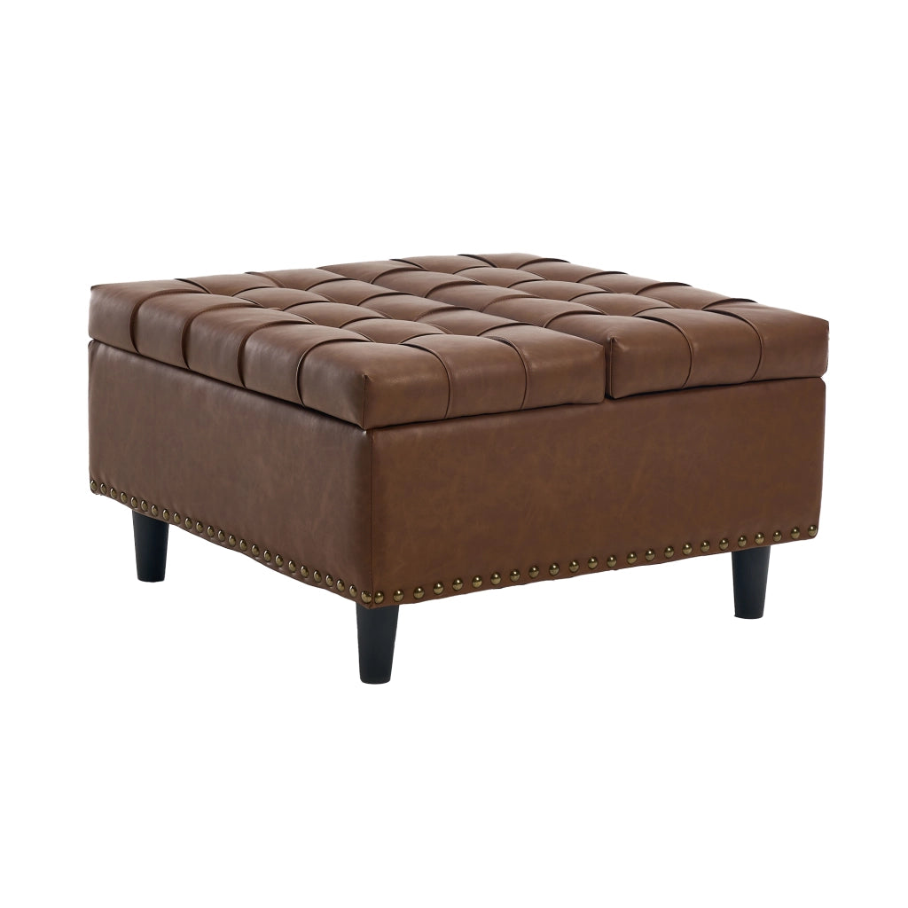 Panca Contenitore Imbottita ¨C MINIMAL ¨C Seduta con Vano, PU Marrone