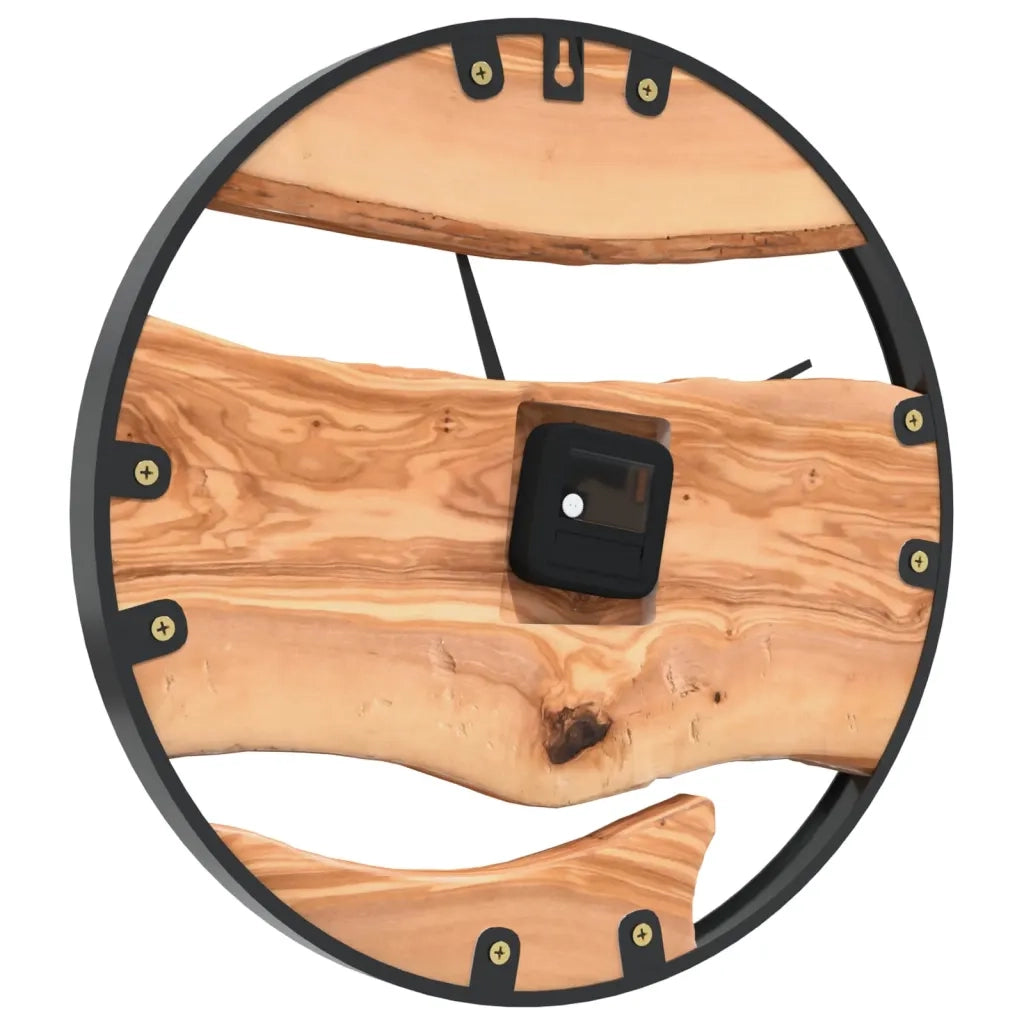Orologio a Parete Marrone Ã˜35 cm in Ferro e Legno di Ulivo