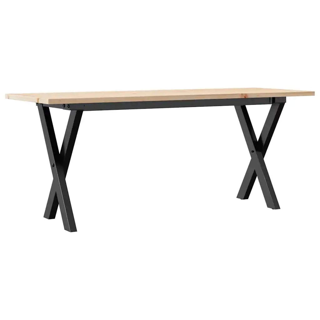 Tavolino Salotto Telaio a X 110x40x45 cm Legno Pino e Acciaio 3282689