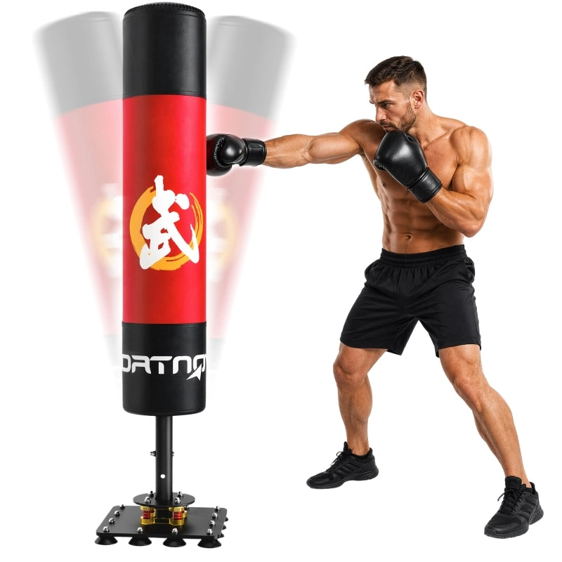 Sacco da boxe autoportante da 156 cm, con 12 ventose, ammortizzante, per adulti e ragazzi