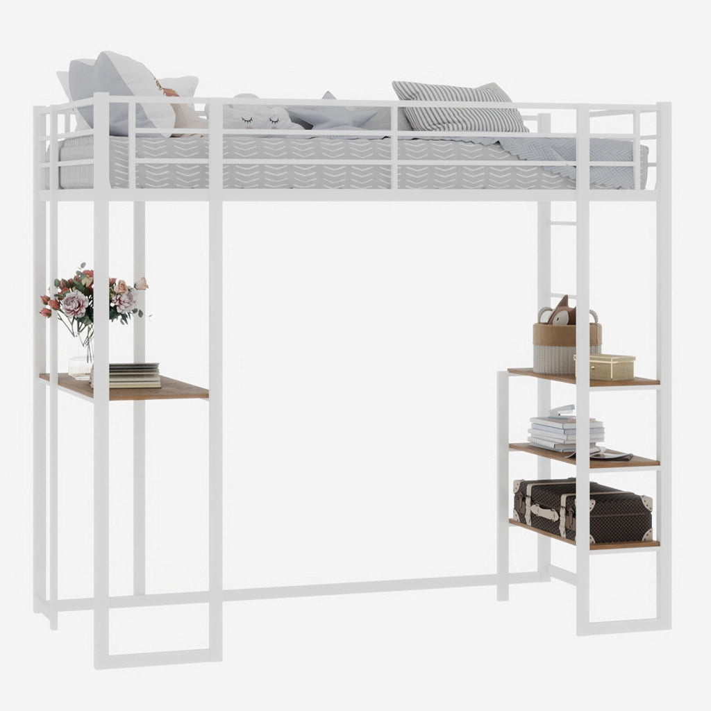 Letto a castello bianco con funzione letto e scrivania in ferro 90x190 cm