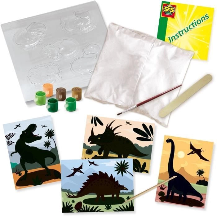 Dinosauri 2 in 1 - Modellare, dipingere e graffiare - Hobby creativi - SES CREATIVE - Modellare, dipingere e graffiare i dinosauri.