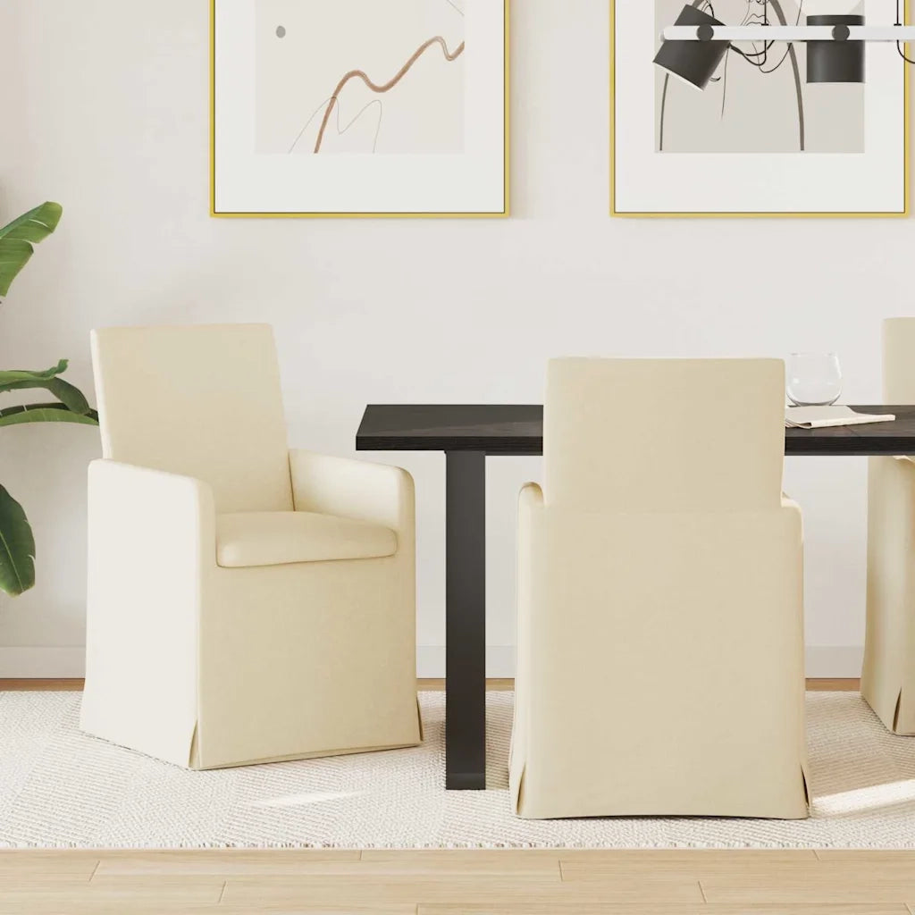 Sedie da pranzo 2 pz | Sedie da cucina Crema 57 x 67 x 95 cm Tessuto